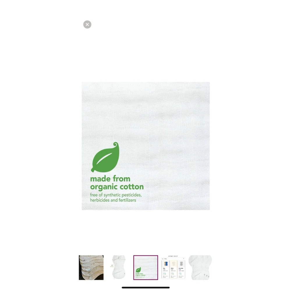 Lot of 5 Organic Cotton Burp Cloths Aden + Anais, Green Sprouts etc.
